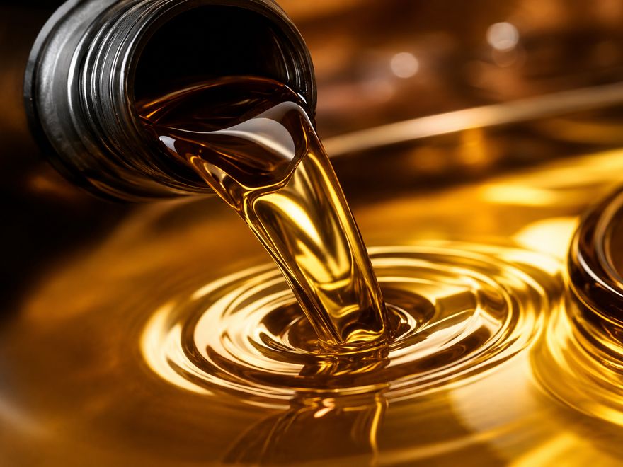 Base oil pouring in close-up